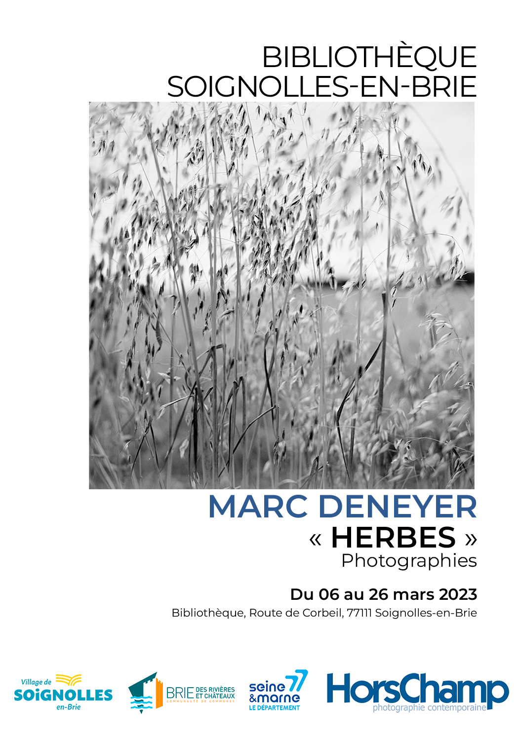 Affiche exposition photographique HERBES de Marc Deneyer à Soignolles en brie