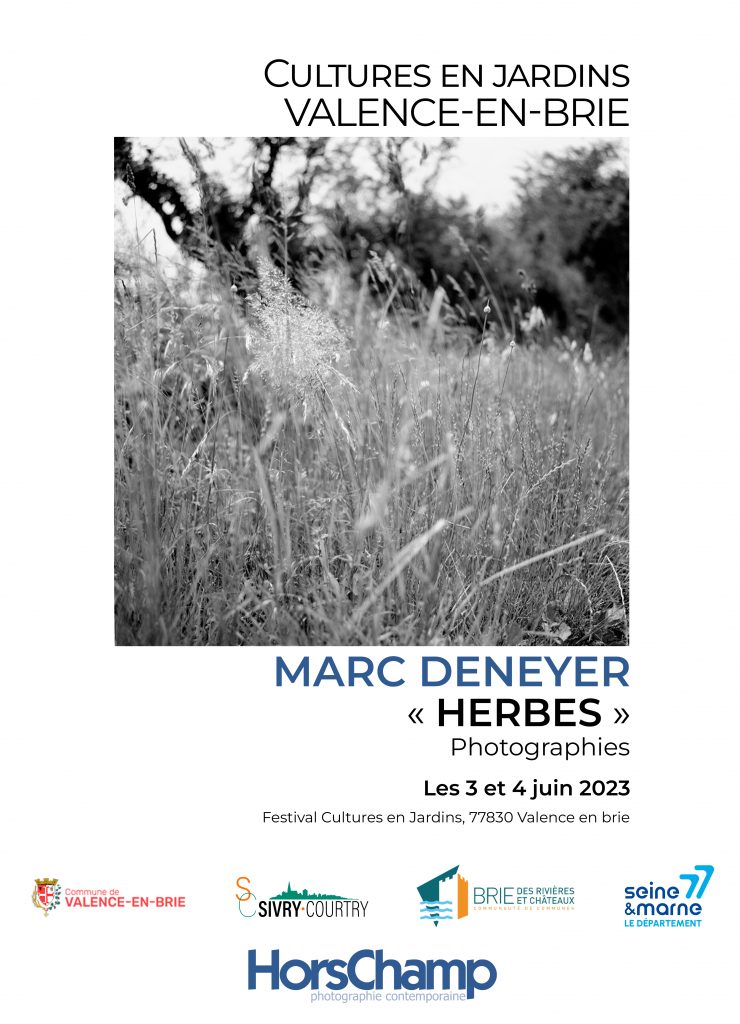 Affiche exposition HERBES de Marc Deneyer au Festival Cultures en Jardin de Valence en brie 3-4 juin 2023